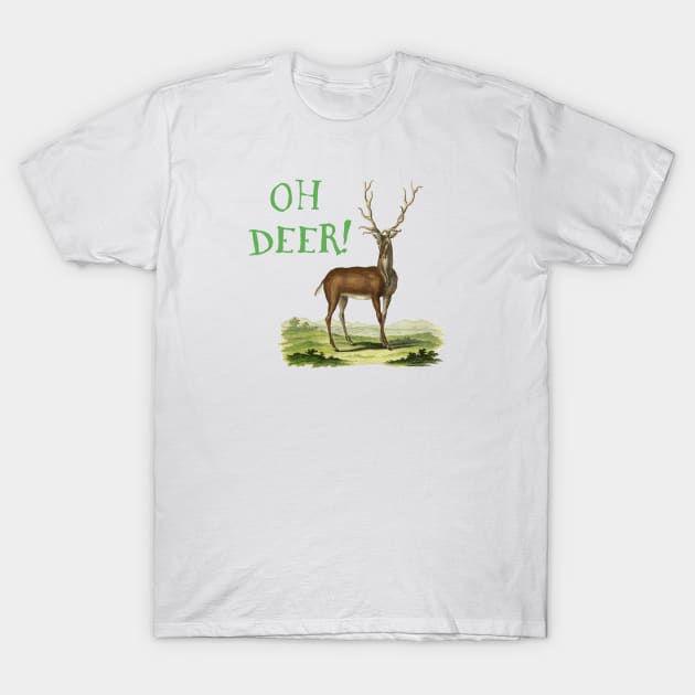 Oh Deer - Wildlife Illustration with Text T-Shirt by Biophilia